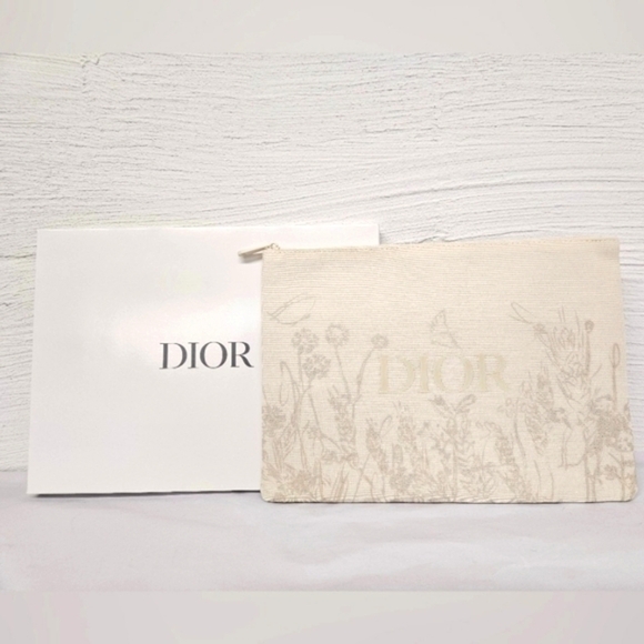 Christian Dior Trousse Zippered Pouch in Floral and Cream Canvas with Box NWT - Picture 1 of 10